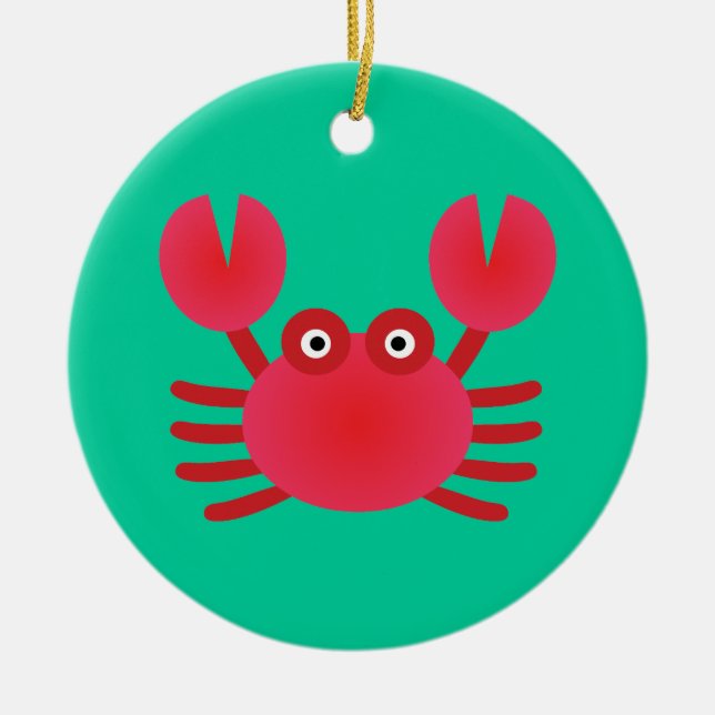 Fun Crab Ceramic Ornament (Front)
