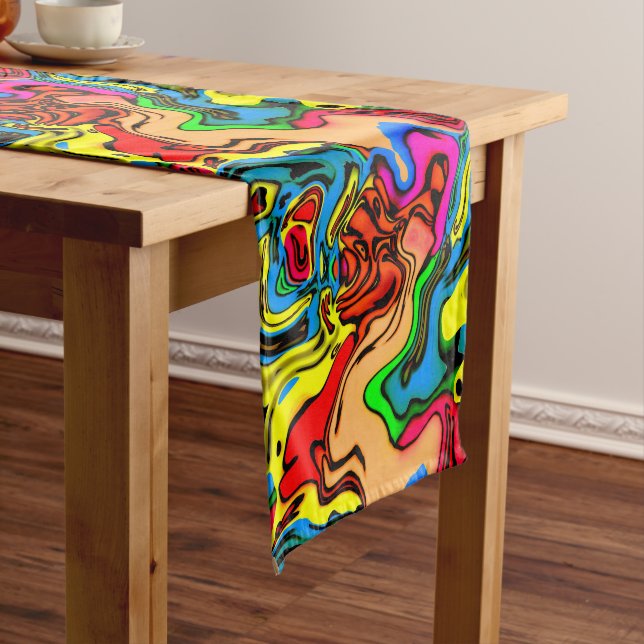 Fun Crazy Colours Pattern Table Runner (In Situ)