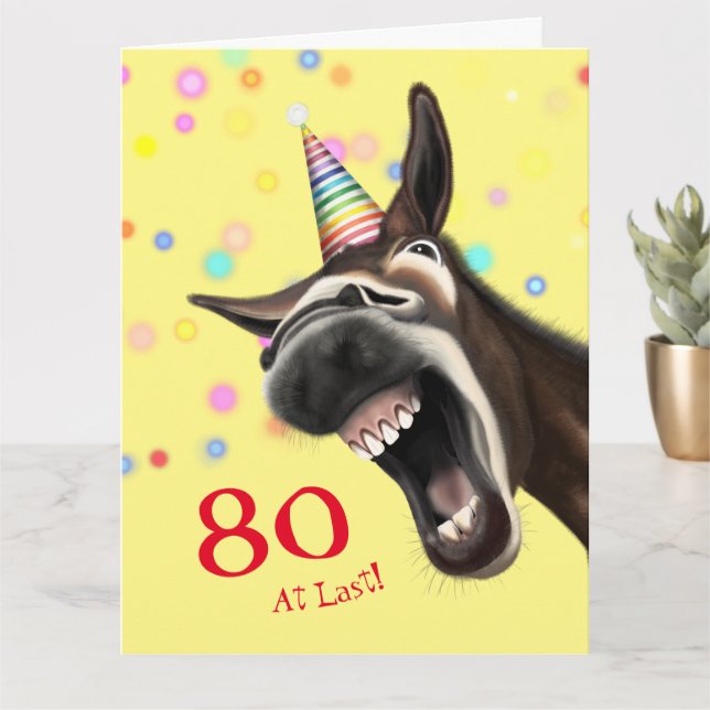Fun Crazy Donkey Personalized Birthday Card (Small Plant)
