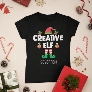 Fun Creative elf with name Christmas family T-Shirt