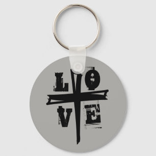 fun CROSS with LOVE lettering   Keychain