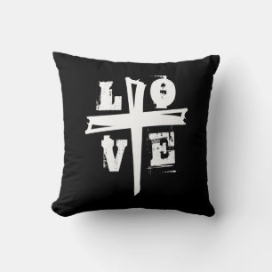 fun CROSS with LOVE lettering   Throw Pillow