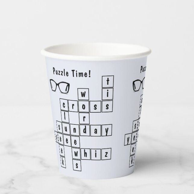 Fun Crossword Puzzle, Black Eyeglass Frames  Paper Cups (Front)