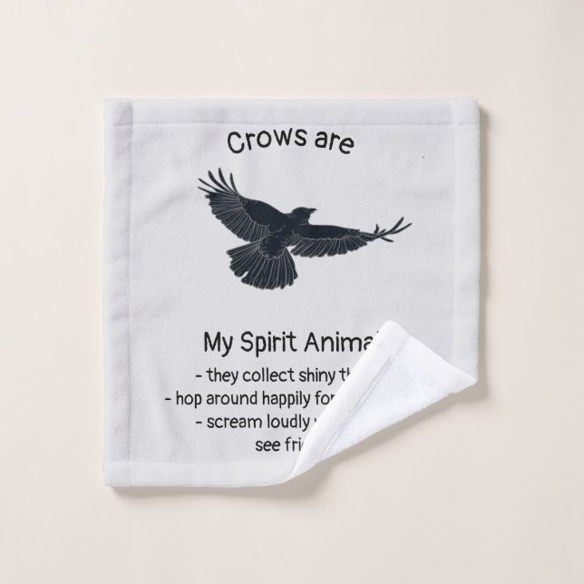 Fun Crows Bird Spirit Animal Humour Quote Totem  Bath Towel Set (Wash Cloth)