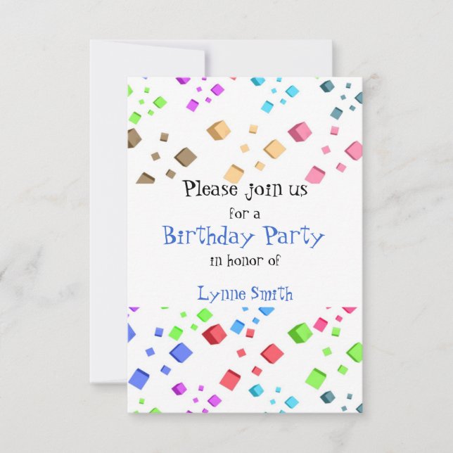 Fun Cubes Birthday Invitation (Front)