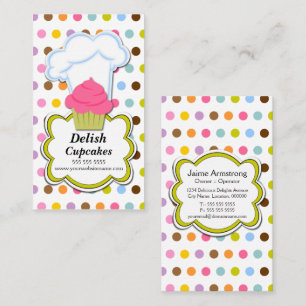 Fun Cupcake & Baker's Hat Business Card