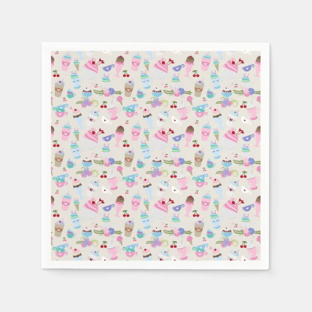 Fun Cupcake Sweets Birthday Party Pattern Napkin (Front)