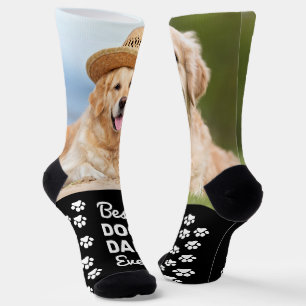 Fun Custom Best DOG DAD Personalized 2 Pet Photo Socks