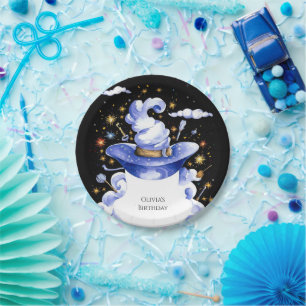 Fun Custom Broom Wizard Birthday Paper Plate