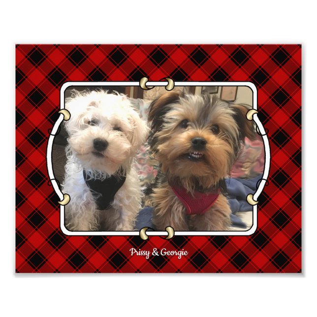 Fun Custom Christmas Red & Black Plaid Photo Cadre (Devant)
