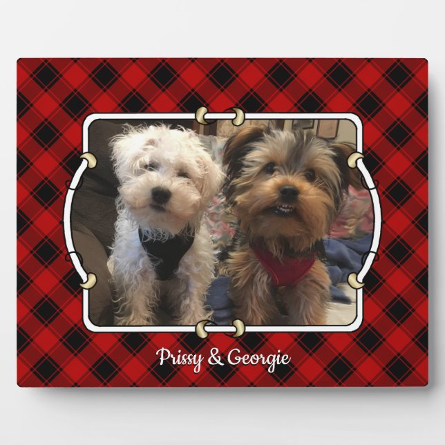 Fun Custom Christmas Red & Black Plaid Photo Frame (Front)