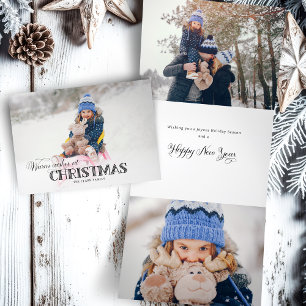 Fun Custom Christmas Typography Photo Tri-Fold Holiday Card