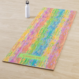 Fun Custom Colourful Whimsical Stripes Art Pattern Yoga Mat