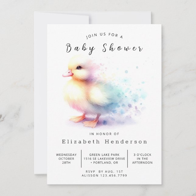 Fun Custom Duck Baby Shower Invitation (Front)