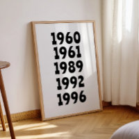 Fun Custom Family 5 Birth Year Sign Poster Gift