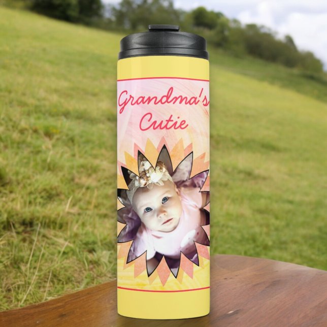 Fun Custom Flower Shape Photo Colourful Template Thermal Tumbler (front insitu thermal tumbler custom photo)