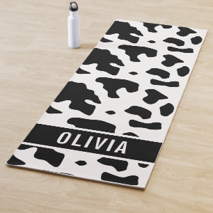 Fun Custom Name Holstein Cow Animal Print Pattern Yoga Mat