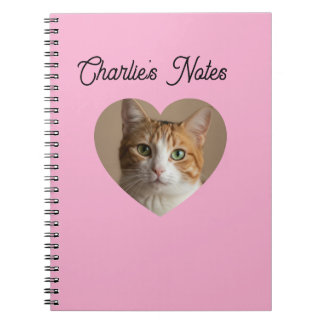 Fun Custom Pet Cat Heart Frame Back to School Notebook