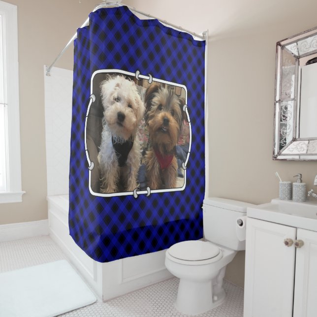 Fun Custom Photo Frame Classic Blue & Black Plaid (In Situ)