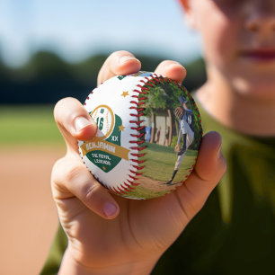 Fun Custom Player Name & Number Two Photo Sporty Baseball