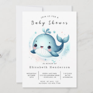 Fun Custom Whale Baby Shower Invitation