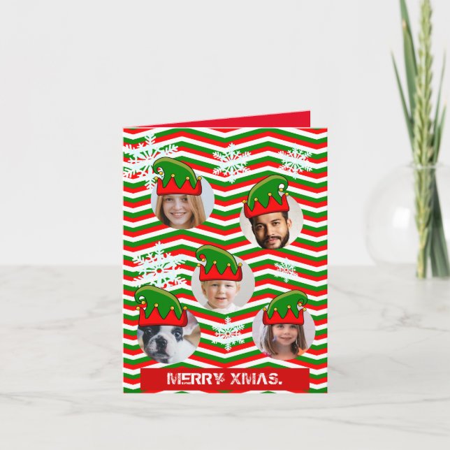 Fun custom Xmas hats photo in hole  Invitation (Front)