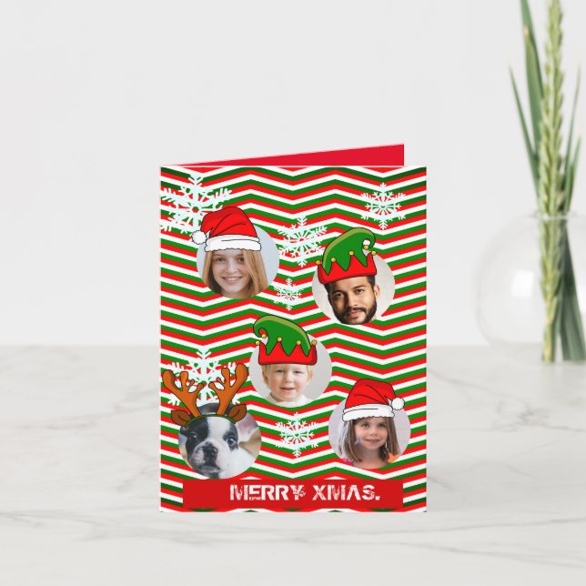 Fun custom Xmas hats photo in hole  Invitation (Front)