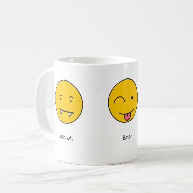 Fun Customizable Name Smiley Face Design Coffee Mug (Front Left)