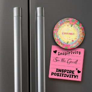 Fun Customized Colourful Pink Floral Inspirivity Magnet