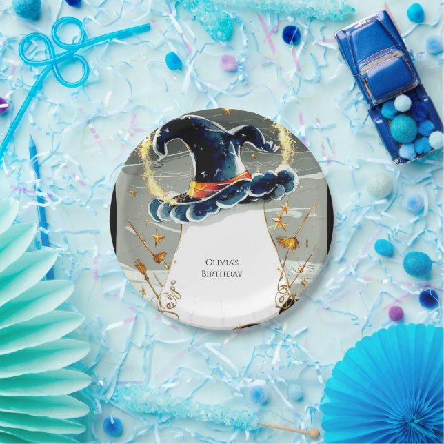 Fun Customized Magic Wizard Birthday Paper Plate (Party)