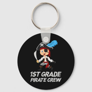 Fun Cute 1st Grade Pirate Halloween  Keychain