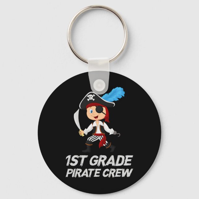 Fun Cute 1st Grade Pirate Halloween  Keychain (Front)