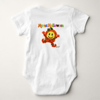 Fun Cute 1st Halloween Kids Happy Smile Pumpkin Baby Bodysuit