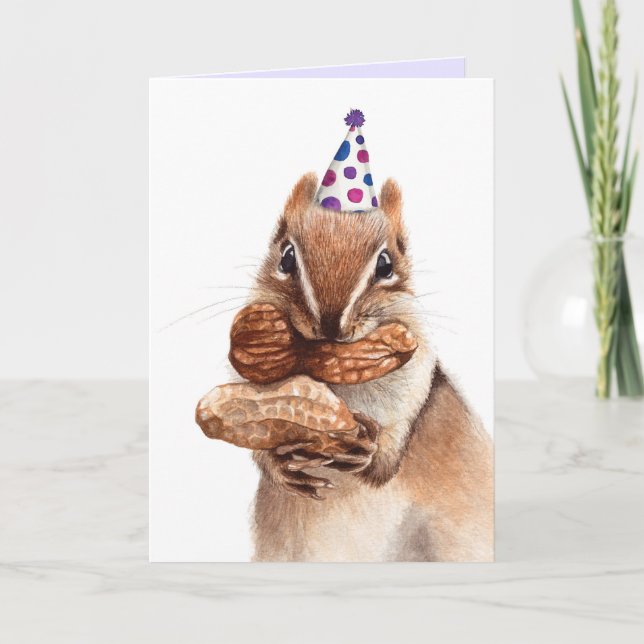 Fun cute animal squirrel celebration card (Front)