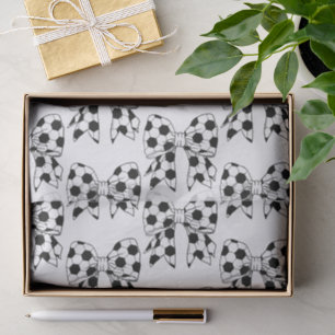 Fun Cute Bow Shaped Soccer Ball Black & White Tissue Paper