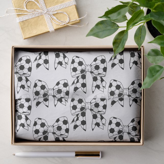 Fun Cute Bow Shaped Soccer Ball Black & White Tissue Paper (Gift)
