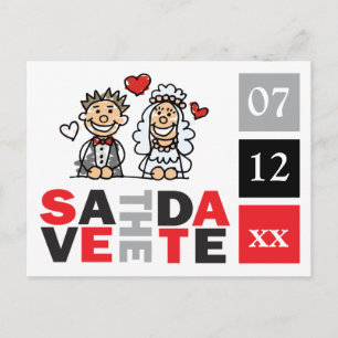 Fun Cute Bride Groom Save The Date Postcards