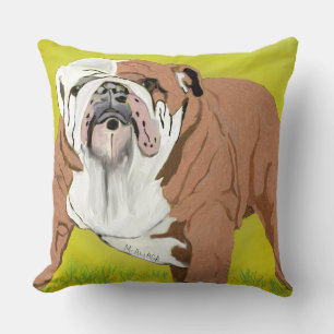 Fun Cute Bull Dog Decor Throw Pillow