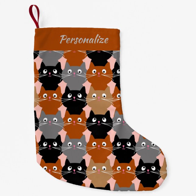Fun & Cute Cat Lover Christmas Holiday Small Christmas Stocking (Front)