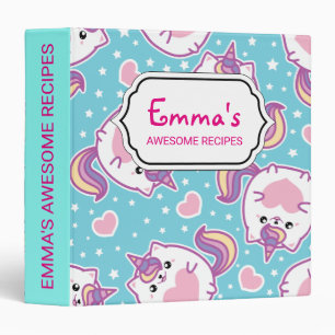 Fun Cute Chubby Kitschy Unicorn Kitty Binder