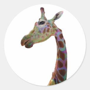 Fun cute colourful Giraffe Classic Round Sticker