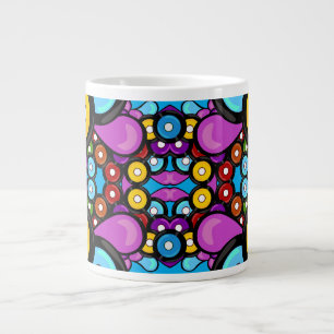 Fun Cute Colourful Retro Record Kaleidoscope Party Large Coffee Mug