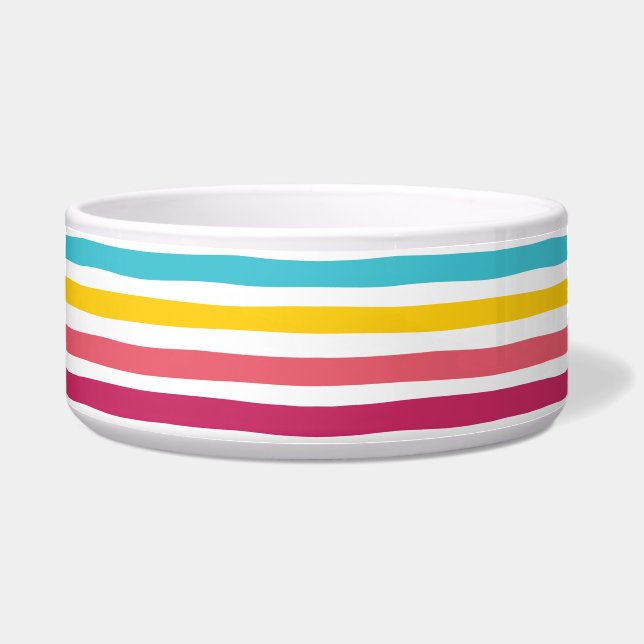 Fun Cute Colourful Striped Candy! Pet Bowl (Front)