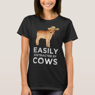 Fun Cute Easily Distracted By Cows T-Shirt