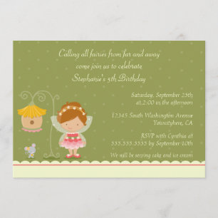 Fun cute fairy girl's birthday party invitation
