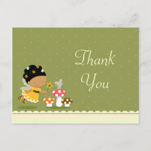 Fun cute fairy girl's birthday thank you postcard