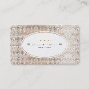Fun & Cute Fashion Boutique Faux Silver Sequins Business Card