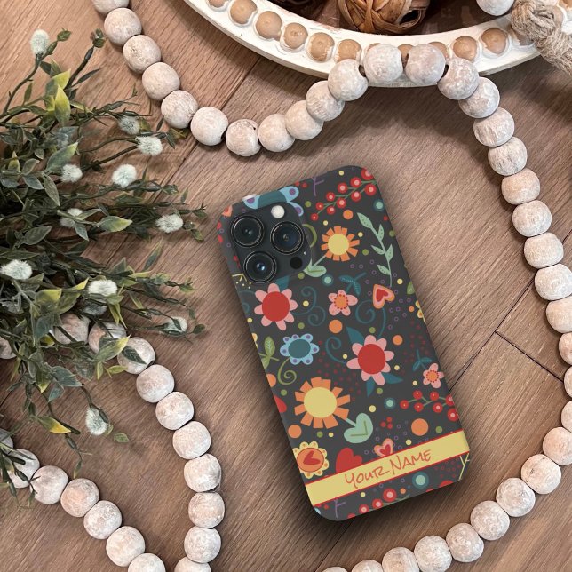 Fun Cute Flowers Whimsical Black Inspirivity Case (Creator Uploaded)