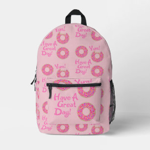 Fun Cute Great Day Doughnut Slogan Pattern Printed Backpack