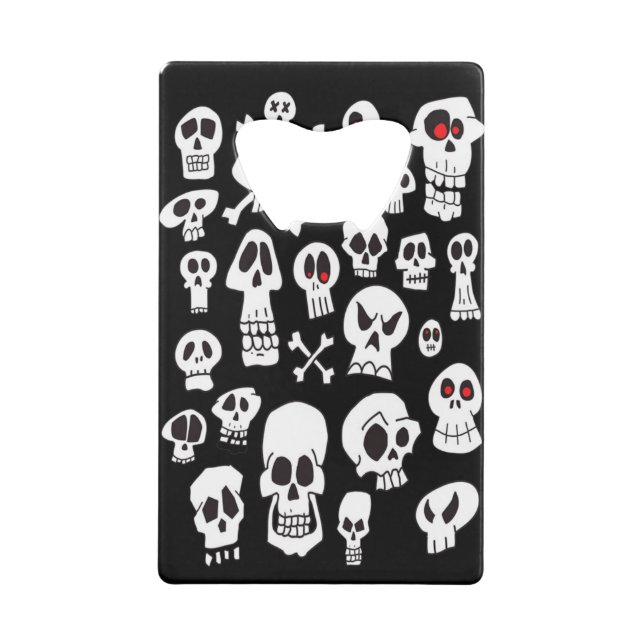 Fun Cute Hand Drawn Skulls Wallet Bottle Opener (Back)